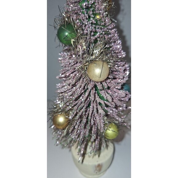 vintage 10 inch pink glitter bottle brush tree mercury ornaments - Picture 6 of 16